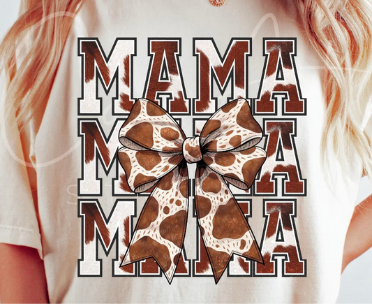 Cowhide mama with bow (Glitter)